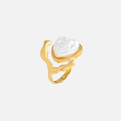 Pearl Heart Ring (Adjustable) by Arley London — view 1