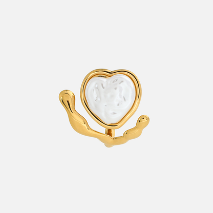 Pearl Heart Ring (Adjustable) by Arley London — view 2