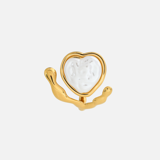 Pearl Heart Ring (Adjustable) by Arley London — view 2